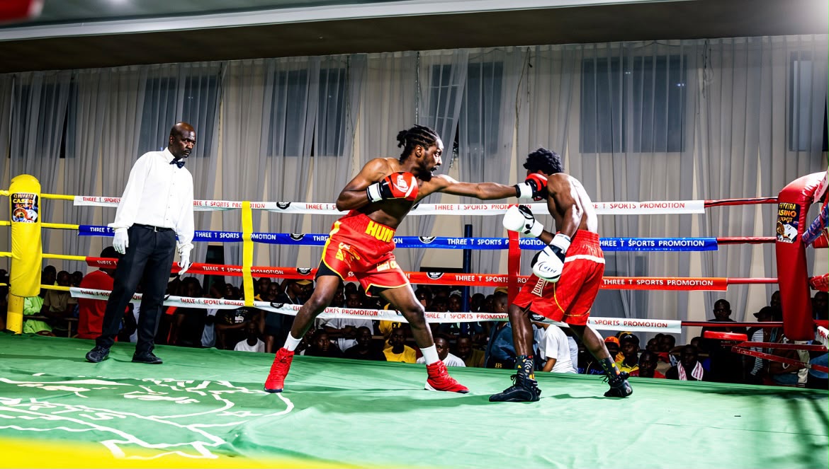 Kudzanai 'K.D.' Huni fighting in the ring on fight night